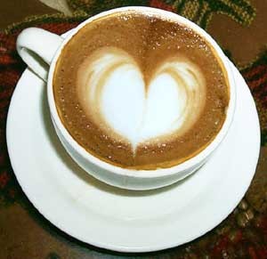 An image of a Cappuccino with a heart in the foam - Image from Google